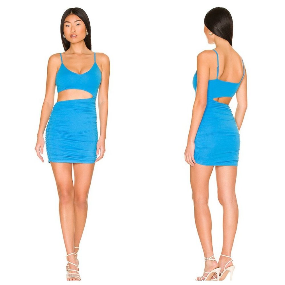 Superdown Darcey Ruched Mini Cut out Dress In Blue Size S